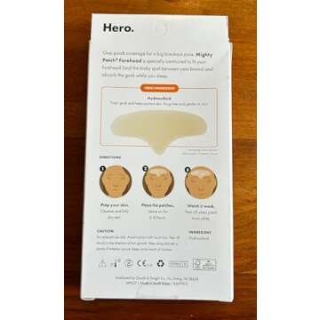 Hero Cosmetics Mighty Patch™ Forehead Patch - Hydrocolloid Acne Pimple Patch, Contoured to Cover Larger Area of Zits and Blemishes - Drug-Free and Suitable for Sensitive Skin (5 Count)