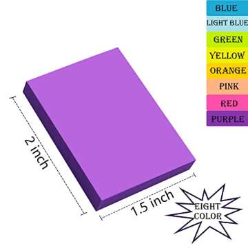(24 Pads) Sticky Notes 1.5x2 in, 8 Colors Post Self Sticky Notes Pad Its, Bright Post Stickies Color...