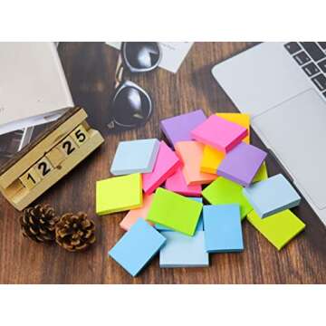 (24 Pads) Sticky Notes 1.5x2 in, 8 Colors Post Self Sticky Notes Pad Its, Bright Post Stickies Colorful Sticky Notes for Office, Home, School, Meeting, 75 Sheets/pad