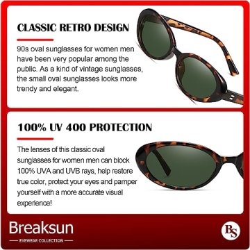Breaksun Oval Shades Stylish Unisex 90s Vintage Sunglasses