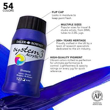 Daler Rowney System3 Wedgewood 500ml Acrylic Paint Tube
