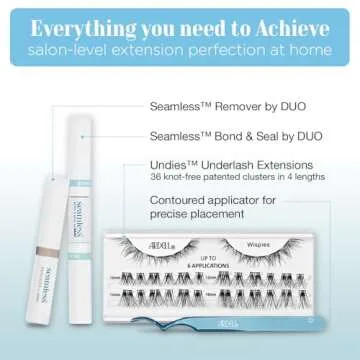 Ardell Seamless Eyelash Extension Kit, Wispies - Customizable DIY Lash Clusters, Includes Bond & Seal and Applicator for Long-Lasting Natural Lashes, 1 Pack