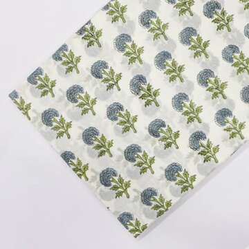 Elegant Hand Block Print Cotton Fabric for Home Decor