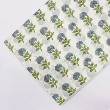 Elegant Hand Block Print Cotton Fabric for Home Decor
