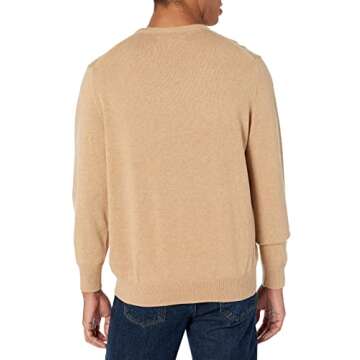 Amazon Essentials Men's Crewneck Sweater, 100% Cotton, Camel Heather, Medium, Big & Tall Options Ava...