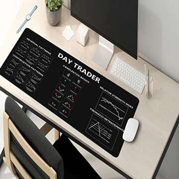 Chart and Candlestick Pattern Mouse Mat Computer Pad for Lap Stock Market Day Trader Gift Desk Mat Crypto Mouse Mat Large Gaming Pad for Mouse and Keyboard QDH