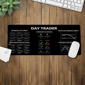 Chart and Candlestick Pattern Mouse Mat Computer Pad for Lap Stock Market Day Trader Gift Desk Mat Crypto Mouse Mat Large Gaming Pad for Mouse and Keyboard QDH