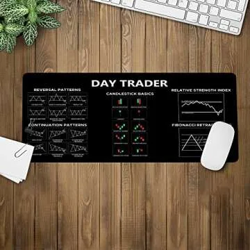 Chart and Candlestick Pattern Mouse Mat Computer Pad for Lap Stock Market Day Trader Gift Desk Mat Crypto Mouse Mat Large Gaming Pad for Mouse and Keyboard QDH