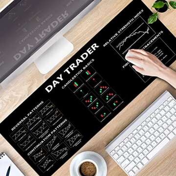 Chart and Candlestick Pattern Mouse Mat Computer Pad for Lap Stock Market Day Trader Gift Desk Mat Crypto Mouse Mat Large Gaming Pad for Mouse and Keyboard QDH