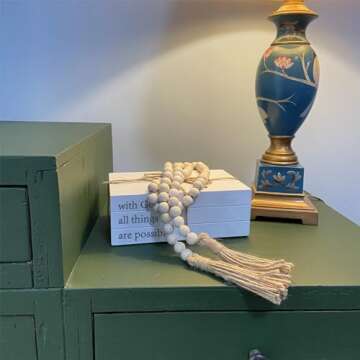 Decorative Books for Home Decor, White Faux Books for Decoration, Rustic Farmhouse Stacked Display Books (with God All Things are Possible)