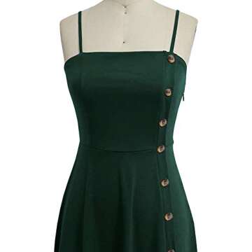 Liyinxi Summer Casual Dresses for Women Sleeveless Cotton Green Beach Dress A Line Spaghetti Strap Midi Sundress(M, 8006-Dark Green)