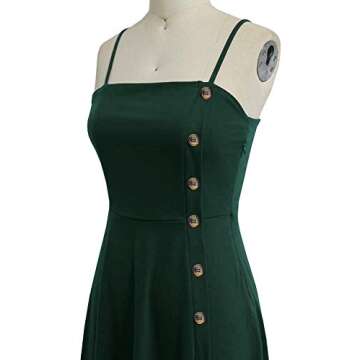 Liyinxi Summer Casual Dresses for Women Sleeveless Cotton Green Beach Dress A Line Spaghetti Strap Midi Sundress(M, 8006-Dark Green)