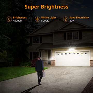 LEPOWER 4500LM LED Flood Light Outdoor Dusk to Dawn, 45W Security Lights Outdoor with 3 Adjustable H...