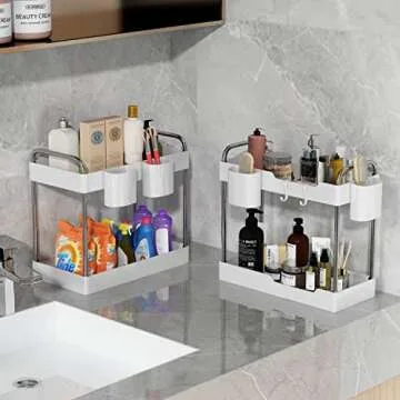 VIVAIVE Under Sink Organizer - 2 Tier Storage Solution