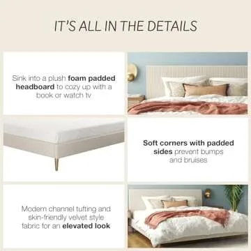 Mr. Kate Daphne Upholstered Bed with Headboard and Modern Platform Frame, King, Ivory Velvet