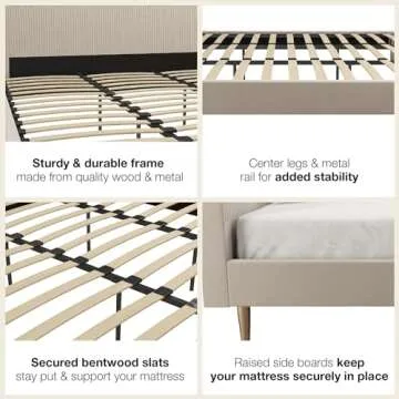 Mr. Kate Daphne Upholstered Bed with Headboard and Modern Platform Frame, King, Ivory Velvet