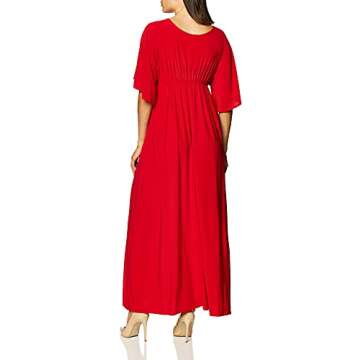 Star Vixen Women's Plus-Size Flutter Sleeve Empire Maxi Dress, Red, 2X