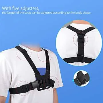 Mobile Phone Chest Mount Strap Holder ，Anti-Slide Strap Mount for Phone 360 Degree Rotary for Video Recording Camera Harness 2024