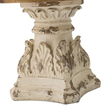 Rustic Farmhouse Décor Plate Cake Stand Distressed Vintage Scrollwork Wood Whitewash 10" x 10" x 5.5"