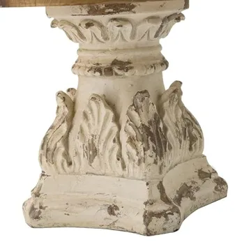 Rustic Farmhouse Décor Plate Cake Stand Distressed Vintage Scrollwork Wood Whitewash 10" x 10" x 5.5"