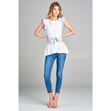 IntoYou Stylish Ruffle Sleeve Tie Front Tunic Top