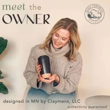 Mora Double Wall Ceramic Coffee Travel Mug with Lid, 14 oz, Portable, Microwave, Dishwasher Safe, Insulated Reusable Tall Cup, Splash Resistant Lid - To Go Tumbler for Car Cup Holder, Nightwaves