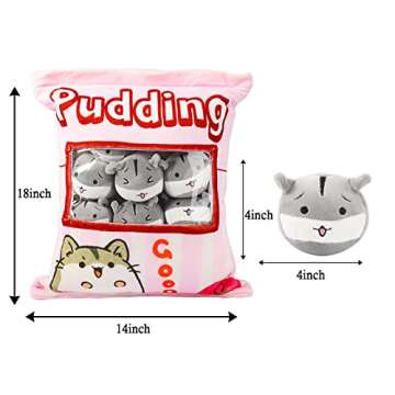 JILPAK Cute Hamster Pillow with 8 Removable Dolls