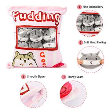 JILPAK Cute Hamster Pillow with 8 Removable Dolls