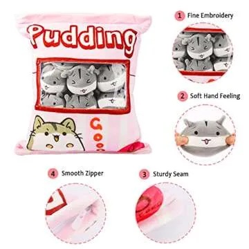 JILPAK Cute Hamster Pillow with 8 Removable Dolls