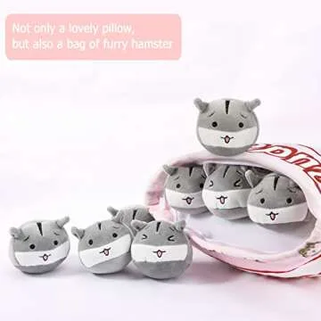 JILPAK Cute Hamster Pillow with 8 Removable Dolls