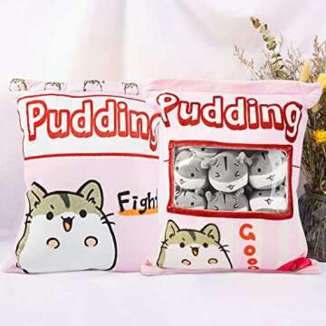 JILPAK Cute Hamster Pillow with 8 Removable Dolls