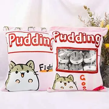 JILPAK Cute Hamster Pillow with 8 Removable Dolls
