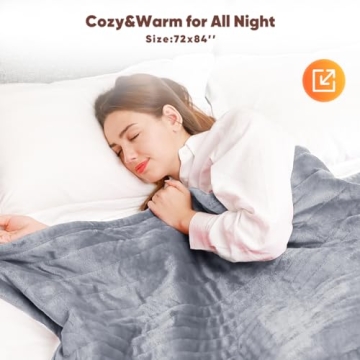 Mlivrom Electric Heated Throw Blanket with 6 Heating Levels & 1-3 hrs Timer Auto-Off,Fast Heating Fleece Warm Bedding Blanket for Whole Body,ETL Certification,Machine Washable 72''x84''
