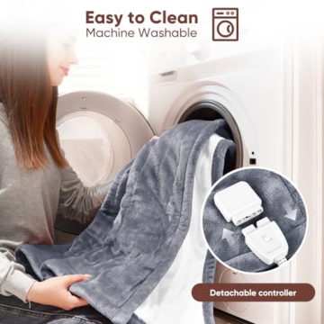 Mlivrom Electric Heated Throw Blanket with 6 Heating Levels & 1-3 hrs Timer Auto-Off,Fast Heating Fleece Warm Bedding Blanket for Whole Body,ETL Certification,Machine Washable 72''x84''