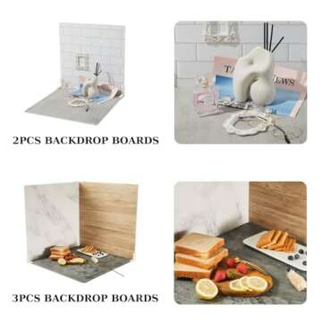 EOAJAFOU 5PCS Double Sided 10 Patterns Photography Backdrop Boards, 16x16 Inch Waterproof Background...