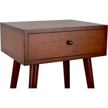 Decor Therapy Mid Century 1-Drawer Wood Side Table, Light Walnut