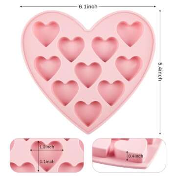 JOERSH 4 Pieces Heart Silicone Molds, Heart Shape Chocolate Candy Molds Non Stick Baking Molds for V...