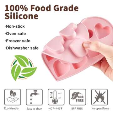 JOERSH 4 Pieces Heart Silicone Molds, Heart Shape Chocolate Candy Molds Non Stick Baking Molds for Valentine's Day Chocolate, Pudding, Cake, Candy, Jelly, Soap