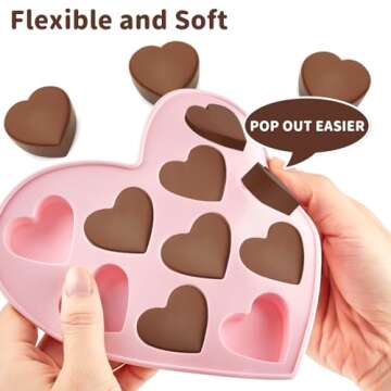 JOERSH 4 Pieces Heart Silicone Molds, Heart Shape Chocolate Candy Molds Non Stick Baking Molds for Valentine's Day Chocolate, Pudding, Cake, Candy, Jelly, Soap
