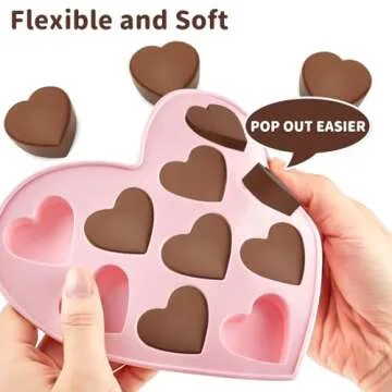 JOERSH 4 Pieces Heart Silicone Molds, Heart Shape Chocolate Candy Molds Non Stick Baking Molds for Valentine's Day Chocolate, Pudding, Cake, Candy, Jelly, Soap