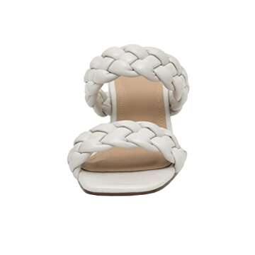 CUSHIONAIRE Women's Onyx braided Heel Sandal +Memory Foam, Wide Widths Available, Ivory 7
