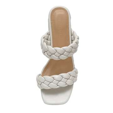 CUSHIONAIRE Women's Onyx braided Heel Sandal +Memory Foam, Wide Widths Available, Ivory 7