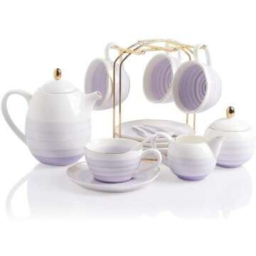 Elegant SWEEJAR Porcelain Tea Set - 4 Tea Cups with Teapot & Accessories
