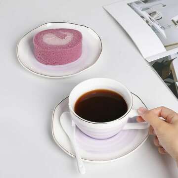 SWEEJAR Porcelain Tea Set - 4 Cups with Teapot