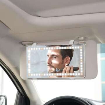 Car Sun Visor Vanity Mirror, Rechargeable Makeup Mirrors with 3 Light Modes & 60 LEDs- Dimmable Clip...