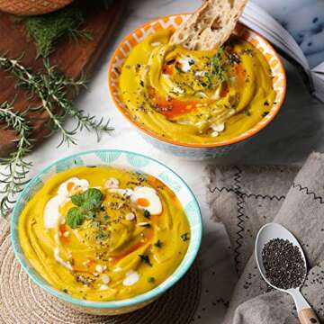 Selamica Porcelain 20oz Cereal Bowl Set - Set of 6, 6 inch Soup Bowls, Ceramic bowls for Cereal, Soup, Salad and Pasta, Colorful bowls