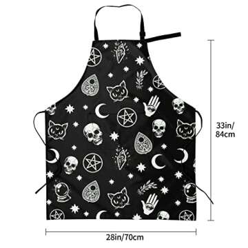 Osvbs Gothy Skull Aprons Waterproof Adjustable With Pockets