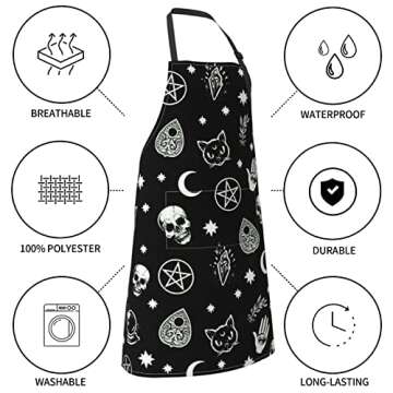 Osvbs Gothy Skull Aprons Waterproof Adjustable With Pockets