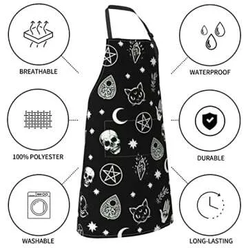 Osvbs Gothy Skull Aprons Waterproof Adjustable With Pockets