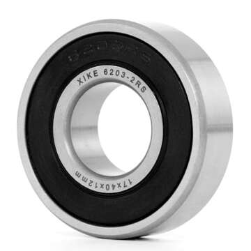 XiKe (10 Pack) 6203-2RS Double Sealed Deep Groove Ball Bearings, 17x40x12mm, Pre-Lubricated for High RPM, Chrome Steel P6, ABEC 3